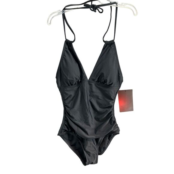 Espidoo Swimsuit Women S Black Padded One Piece Adjustable Ruched Beach Vacation - Picture 1 of 12